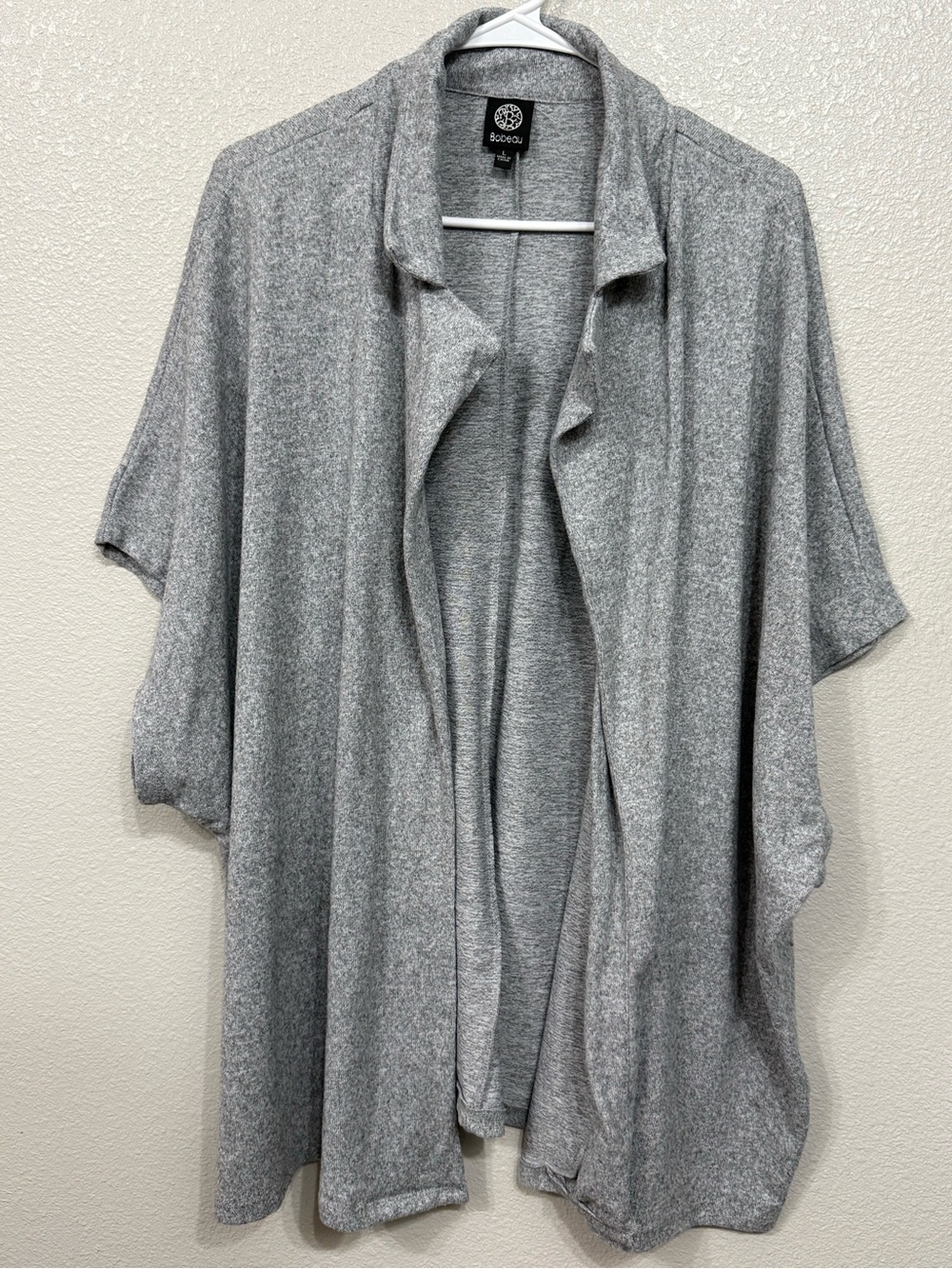 Bobeau Women’s Gray Open Front Cardigan Short Sleeve Knit Sweater Size Large